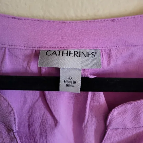 2 for $30 Catherine's Blouse Women's‎ 3X Purple Button Up V Neck Boho NEW - Picture 5 of 8